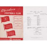 Football programmes, Aberdeen v Chelsea, two friendly match programmes, 26 April 1955 & 11