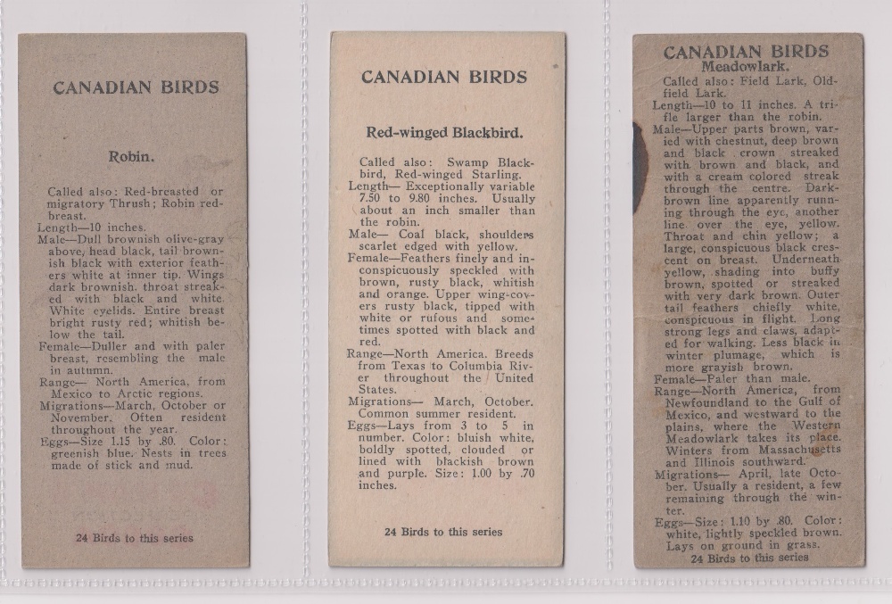 Trade cards, Canada, Cowan's, Canadian Bird Series (10/24, fair/gd), Chicken Cards (14/24, - Image 6 of 24