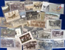 Postcards, Horse Drawn Vehicles, 50+ cards mainly RPs and printed to include Bootle May Day 1928,