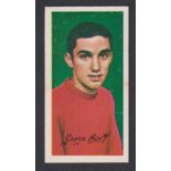 Trade card, Barratt's, Famous Footballers, Series A12, type card, no 29 George Best (gd) (1)