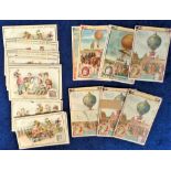 Trade cards, Liebig, 8 sets, Balloons (ref S610, 4 sets, Belgian, French, German & Italian editions)