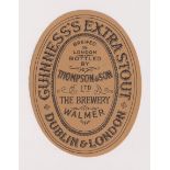 Beer label, Thompson's, Walmer Brewery, Kent, Guinness Extra Stout, vertical oval, approx 85mm