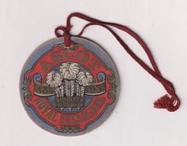 Horseracing, Royal Ascot, a card Royal Enclosure badge for 1893, with original cord attached (gd)