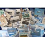 Postcards, Aviation, a mixed age collection of approx. 120 cards of airliners, biplanes (photos),