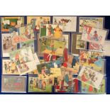 Postcards, Comic, a selection of approx. 30 cards illustrated by Tom Browne inc. 'The Captain' (