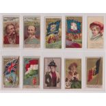 Cigarette cards, USA, Allen & Ginter, a collection of 15 type cards inc. Great Generals (2), Flags &