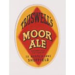 Beer label, Truswell's, Sheffield, a scarce Moor Ale vertical oval approx 84mm high (vg) (1)