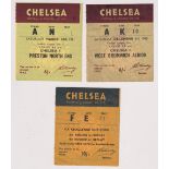 Football tickets, Chelsea home tickets, 1960/61, three tickets v WBA 3 Dec 1960, Preston 18 March