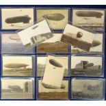 Postcards, Aviation, a good collection of 15 cards of airships, many at Farnborough. RPs include