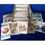 Postcards, a selection of approx. 600 RP, printed and artist drawn cards to include portraits, Art