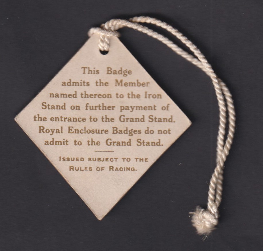 Horseracing, Royal Ascot, a triangular card badge - Image 2 of 2