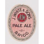 Beer label, J White & Sons, Brigg, a lovely Pale Ale vertical oval label, 82mm high (edge damage