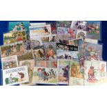 Postcards, Anthropomorphic, 30+ mainly pre-war cards featuring assorted animals to include guinea