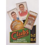 Tobacco advertising, a shaped counter display sign for Carreras Famous Footballers illustrated