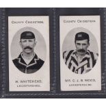 Cigarette cards, Taddy, County Cricketers, Leicestershire, two cards, H. Whitbread & Mr C.J.B.