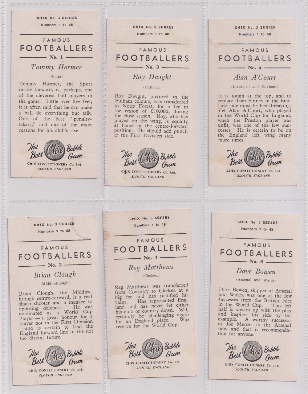 Trade cards, Chix, Footballers No 3 Series A (set, 48 cards) (some with slight marks, one signed, - Image 2 of 16