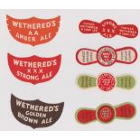 Beer labels, Thomas Wethered & Sons Ltd, Marlow, 7 stopper/neck labels (3 with hinges to backs,