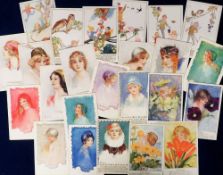 Postcards, a selection of 24 children's art and glamour cards illustrated by Millicent Sowerby and