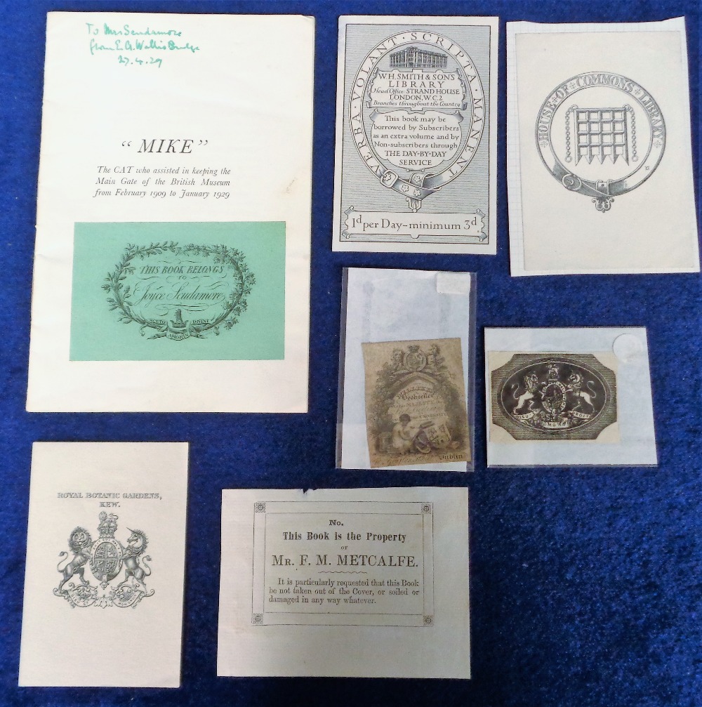 Ephemera, Books and Bookplates, a selection of approx. 40 items to include book plates Victorian - Image 2 of 2