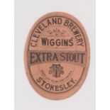 Beer label, Wiggins' Cleveland Brewery, Stokesley, vertical oval, 85mm high (gd) (1)