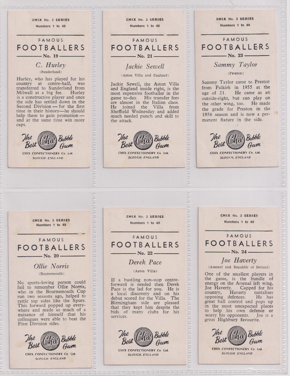 Trade cards, Chix, Footballers No 3 Series A (set, 48 cards) (some with slight marks, one signed, - Image 8 of 16