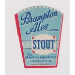 Beer label, Brampton Brewery Co Ltd, Chesterfield, Stout, shaped label, 83mm high (gd) (1)