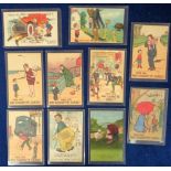 Postcards, Comic, a collection of 10 cigarette card related comic cards, inc. 'Have You Any