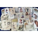 Postcards, Glamour a collection of 140+ cards to include Bathing Belles, embossed, nudes, Harrison