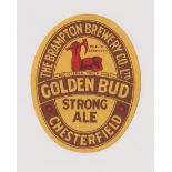 Beer label, Brampton Brewery Co Ltd, Chesterfield, Golden Bud Strong Ale, vertical oval, 75mm
