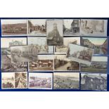 Postcards, 19 cards of Wales, showing hunt meet, street snow scenes, military funeral (all Lampeter)