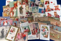 Postcards, Santa, Snowmen, Gollies, Children etc. a collection of 65+ cards to include A.F. Kennedy,
