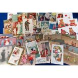 Postcards, Santa, Snowmen, Gollies, Children etc. a collection of 65+ cards to include A.F. Kennedy,