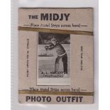 Trade card, Cricket, The Midjy Photo Outfit, type card, A.L. Hassett, Australia, novelty photo