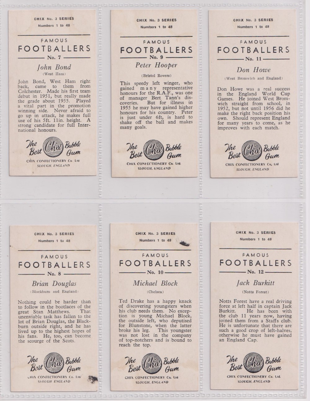 Trade cards, Chix, Footballers No 3 Series A (set, 48 cards) (some with slight marks, one signed, - Image 4 of 16