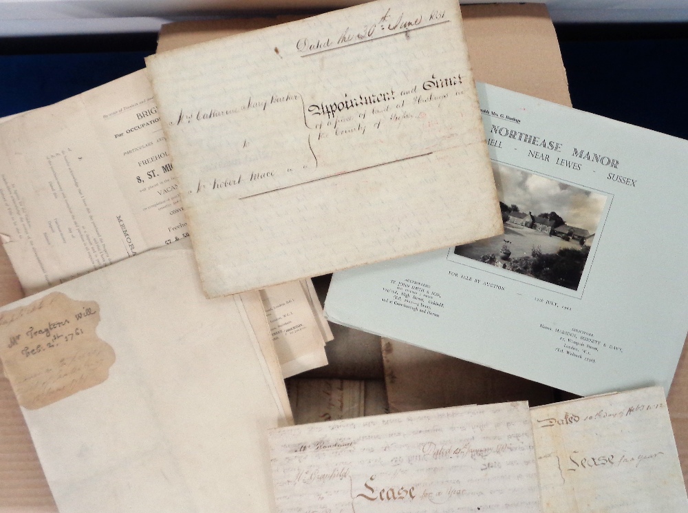 Deeds, Documents and Indentures, Sussex, 100+ vellum and paper documents 1720s-1960s inc. wills,