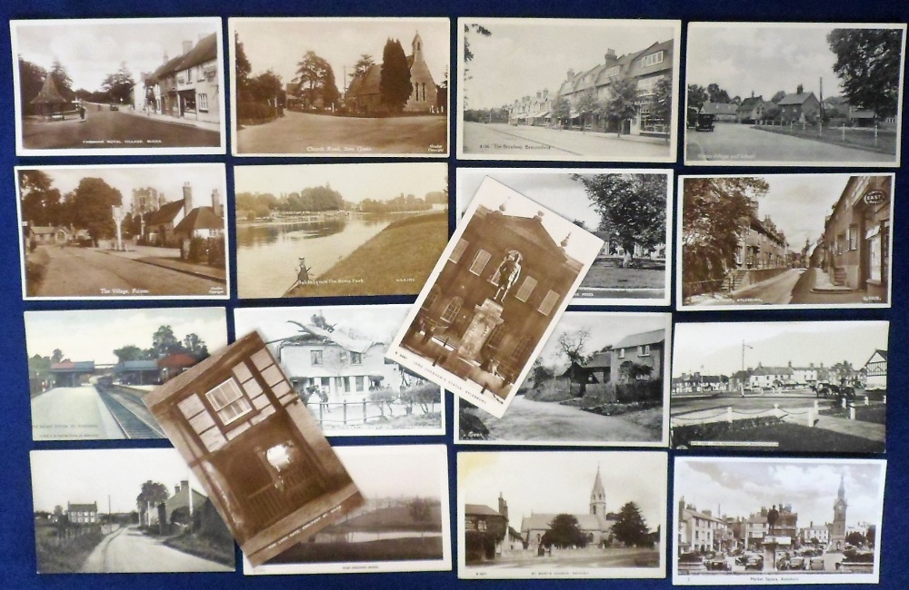 Postcards, Buckinghamshire, a selection of 18 cards, with RPs of Stony Stratford bridge, Haversham