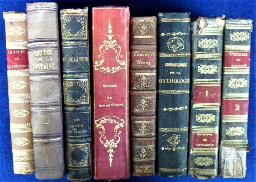 Antiquarian Books, 8 books to comprise 1822 volumes 1 and 2 of Aventures de Robinson, 1817