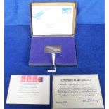 Concorde, 1976 commemorative boxed silver ingot and First Day Cover with certificate of authenticity