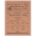 Football programme, West Ham v Reading, 23 October