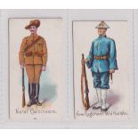 Cigarette cards, Harvey & Davy, Colonial Troops, two cards, Natal Carbineers & New Regiment Wei