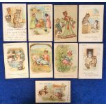 Postcards, Louis Wain, a selection of 9 early Tuck published cards of anthropomorphic cats