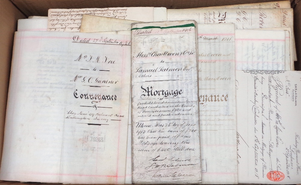 Deeds, Documents and Indentures, Surrey, 160+ paper and (mostly) vellum documents 1760s-1960s,