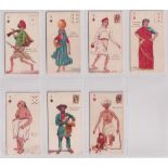Cigarette cards, India, Star Tobacco Co, Indian Native Types (p/c inset) 7 cards, AC, 6C, QC, 3D,
