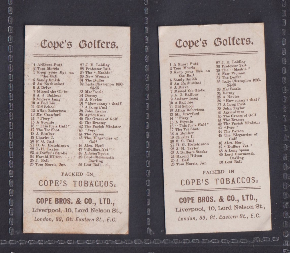 Cigarette cards, Cope's, Cope's Golfers, type cards no 29 'The Mashie' & no 30 'New Woman' (sl - Image 2 of 2