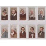 Cigarette cards, Player's, Famous Authors & Poets (Wide) (set, 20 cards) (a few with slight marks,