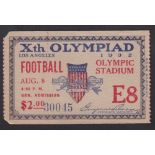 Olympics 1932, a ticket for American Football Demo