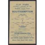 Football programme, Reading v Southampton, 8 Janua