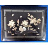 Antique Japanese Lacquered Shibayama Mother of Pearl Photo Album, hand painted pages depicting