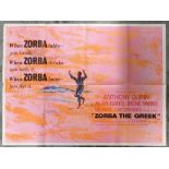 Film Poster, Zorba The Greek (1964) UK Quad poster for the comedy-drama set on Crete starring
