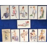 Postcards, Glamour, S. Meunier, Fabiano (3), Pepin, Herouard (5), Au Quartier Latin (gd/vg) (11)